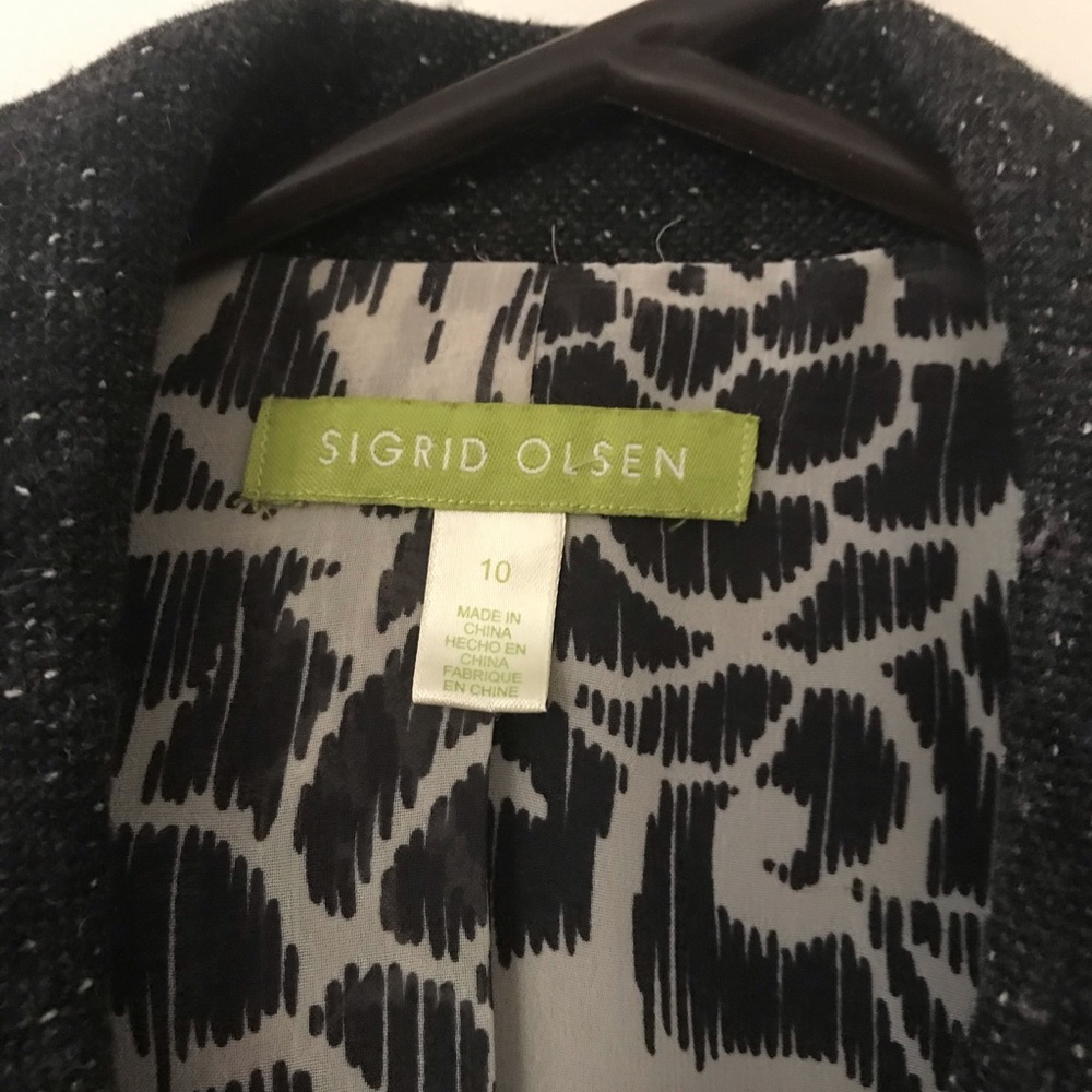 Sigrid Olsen Black Lined 2 Button Jacket Size 10 - image 4